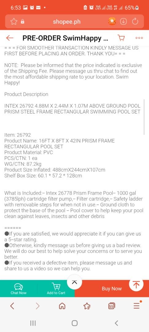 INTEX PRISM POOL (Category: Water Sports) located in Manila. Submitted by mommiedeclutter (Listing ID 1411370985, Image 2). Description: INTEX PRISM POOL Details in the photos Actual photos posted with pump.