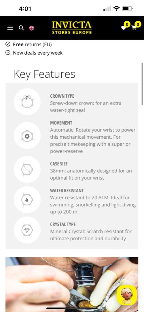 INVICTA AUTOMATIC WATCH (Category: Men's Watches) located in Baguio. Submitted by kyrawang22 (Listing ID 1411354708, Image 3). Description: .