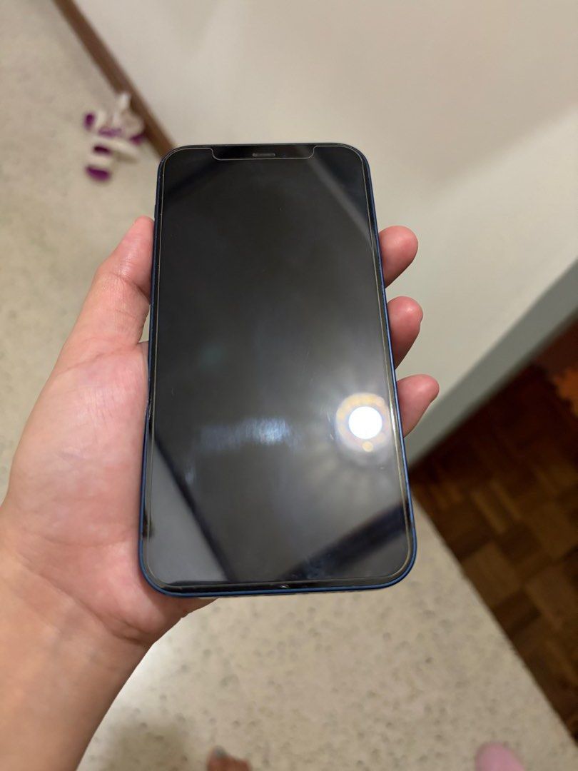 Iphone 12 128GB (Category: iPhone 12 Series) located in Quezon City. Submitted by carlalu14 (Listing ID 1411342697, Image 2). Description: Iphone 12 for sale with box and receipt Capacity: 128GB Battery health: 79% No sim lock No scratches, only small paint chip near the speaker (see attached pic) No issue, all buttons working Used with care (lady owned) RFS: upgrade .