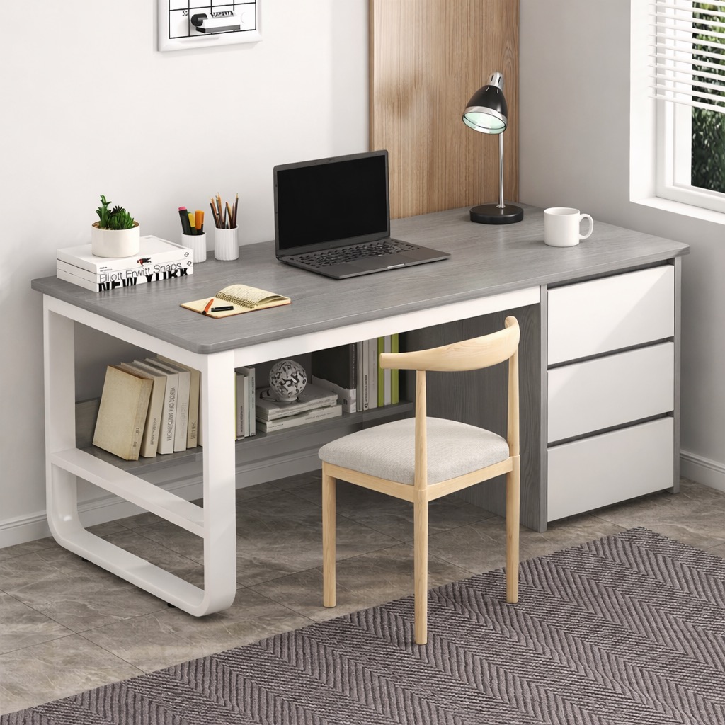 Office Study Desk With Drawers | Large Writing Computer Table | Modern ...