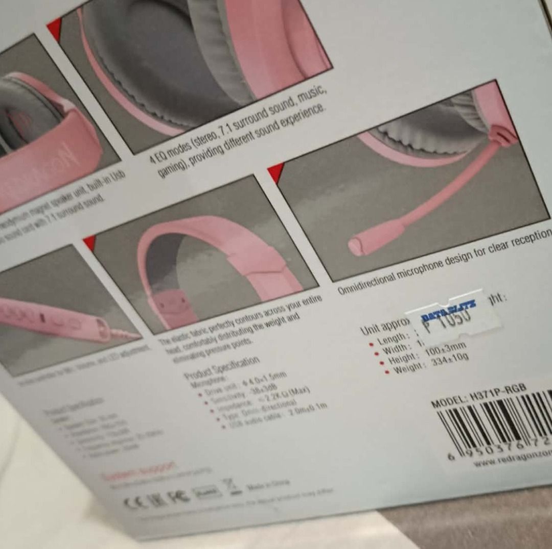 Redragon Headphones (h371) (Category: Headphones & Headsets) located in Quezon City. Submitted by 1apollo (Listing ID 1411434538, Image 2). Description: - Pink gaming headphones - Built-in microphone - Wired - BRAND NEW WITH RECEIPT AND BOX PHP 1050 ORIGINAL PRICE NEGOTIABLE PRICE (SELLING BECAUSE DOUBLE ORDER).