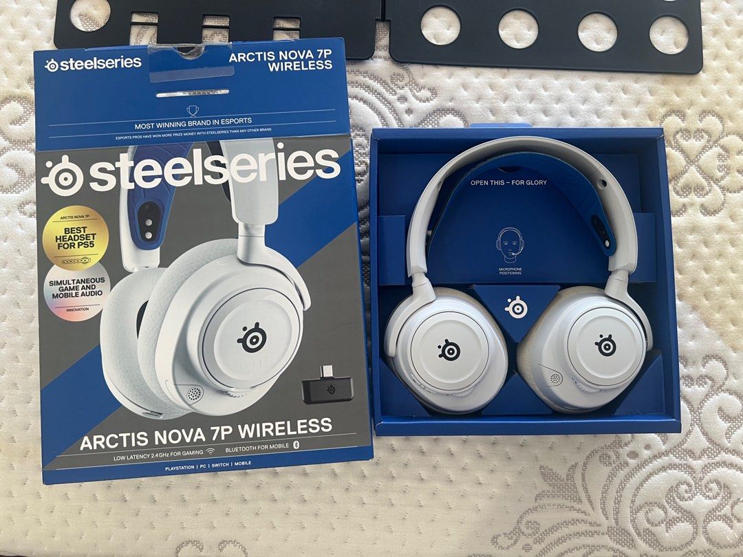 SteelSeries Arctis Nova 7P Wireless Headphones (Category: Headphones & Headsets) located in Pasig City. Submitted by stingertheseller (Listing ID 1411286184, Image 1). Description: SteelSeries Arctis Nova 7P Wireless Purchased from DataBlitz Gh mall Used for a few months Everything still working fine Comes with box and complete wires Earpads went through some discoloration Price : 8500.