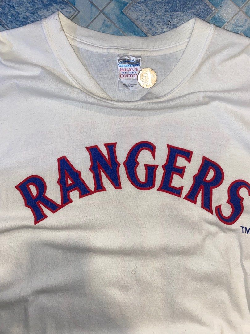 Texas Rangers Young #10 Graphic Tshirt (Category: Tshirts & Polo Shirts ) located in Navotas City. Submitted by patrickvarg (Listing ID 1411288520, Image 3). Description: L on tag 21x29 Issue: hole, lint, and minimal yellow stain.