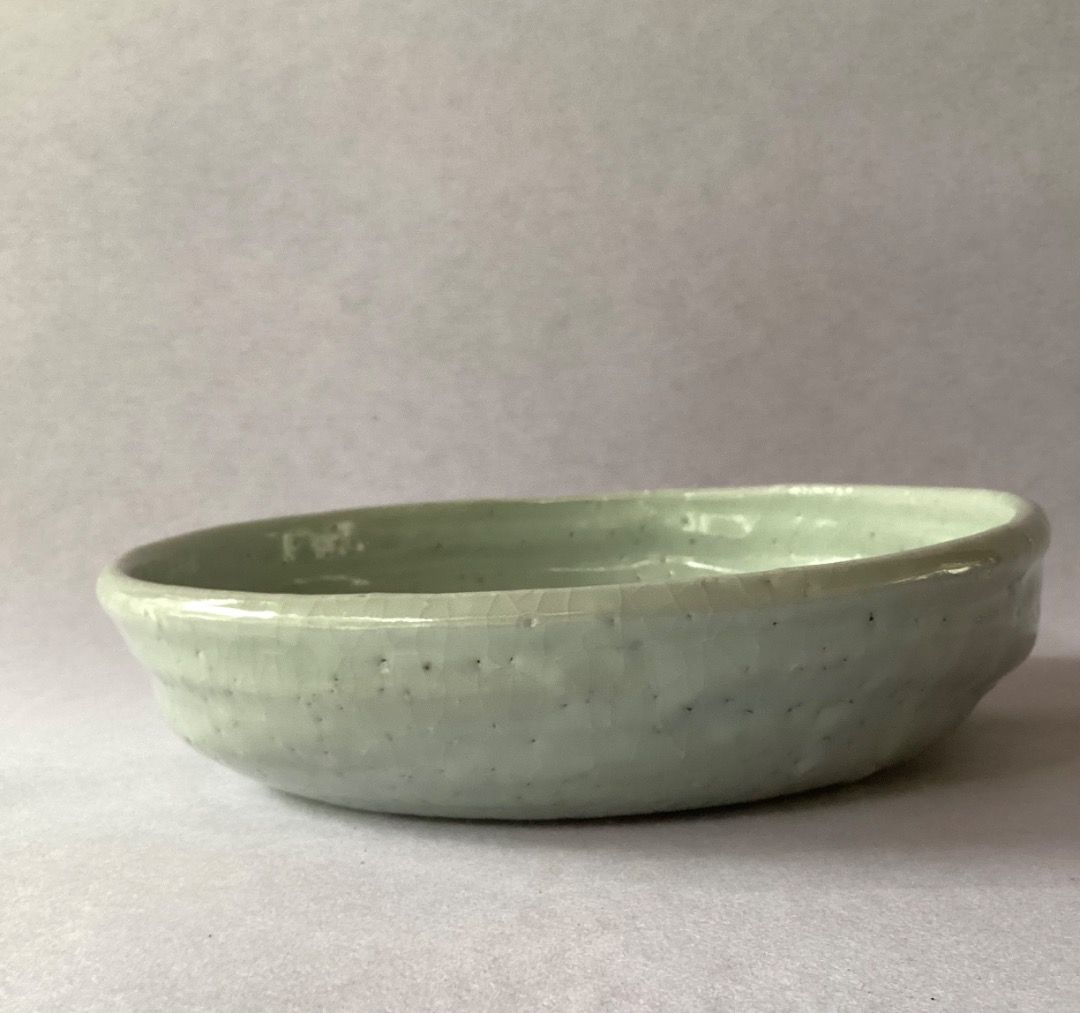 Wabi Sabi Green Celadon Fruit Bowl: signed (Category: Vases & Decorative Bowls) located in Davao. Submitted by eclectic1925 (Listing ID 1411429043, Image 2). Description: Php600 Wabi Sabi Green Celadon Fruit Bowl: signed H: 2.8 inches L: 9.5 inches Please REVIEW PHOTOS First to pay.