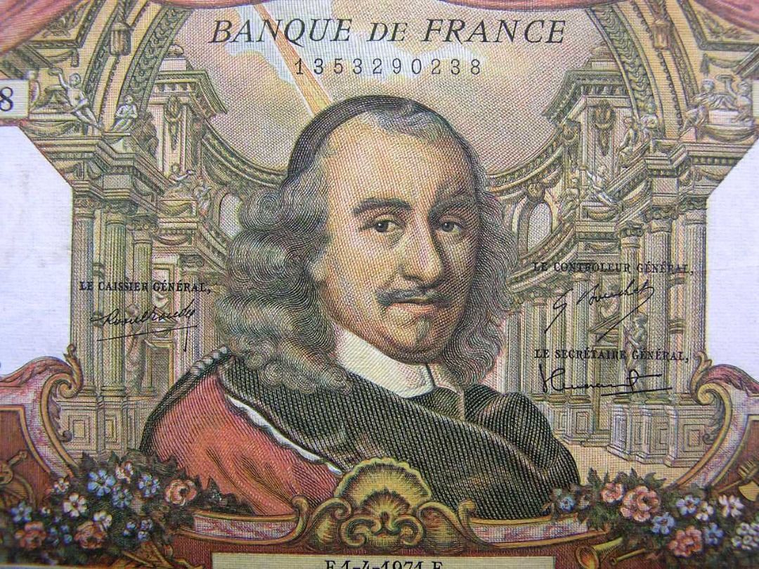 法國鈔票-1972年法蘭西銀行(Bank of France)名悲劇作家高乃(Pierre Corneille)像100法郎(Francs)鈔票,  興趣及遊戲, 收藏品及紀念品, 錢幣- Carousell