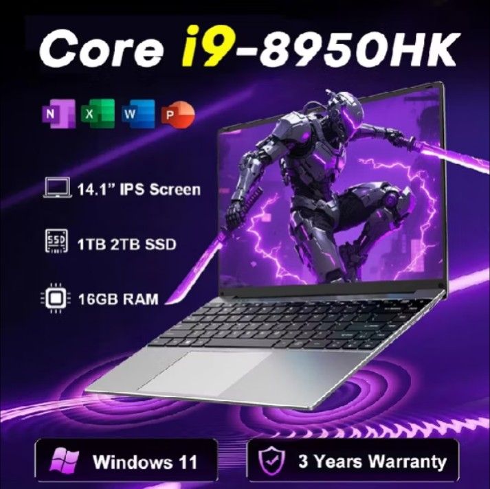 【3-year warranty】14.1 Inch Laptop Ultra Slim PC Gaming Computer Windows 11 Pro Intel Core i9 8950HK Notebook Office Study