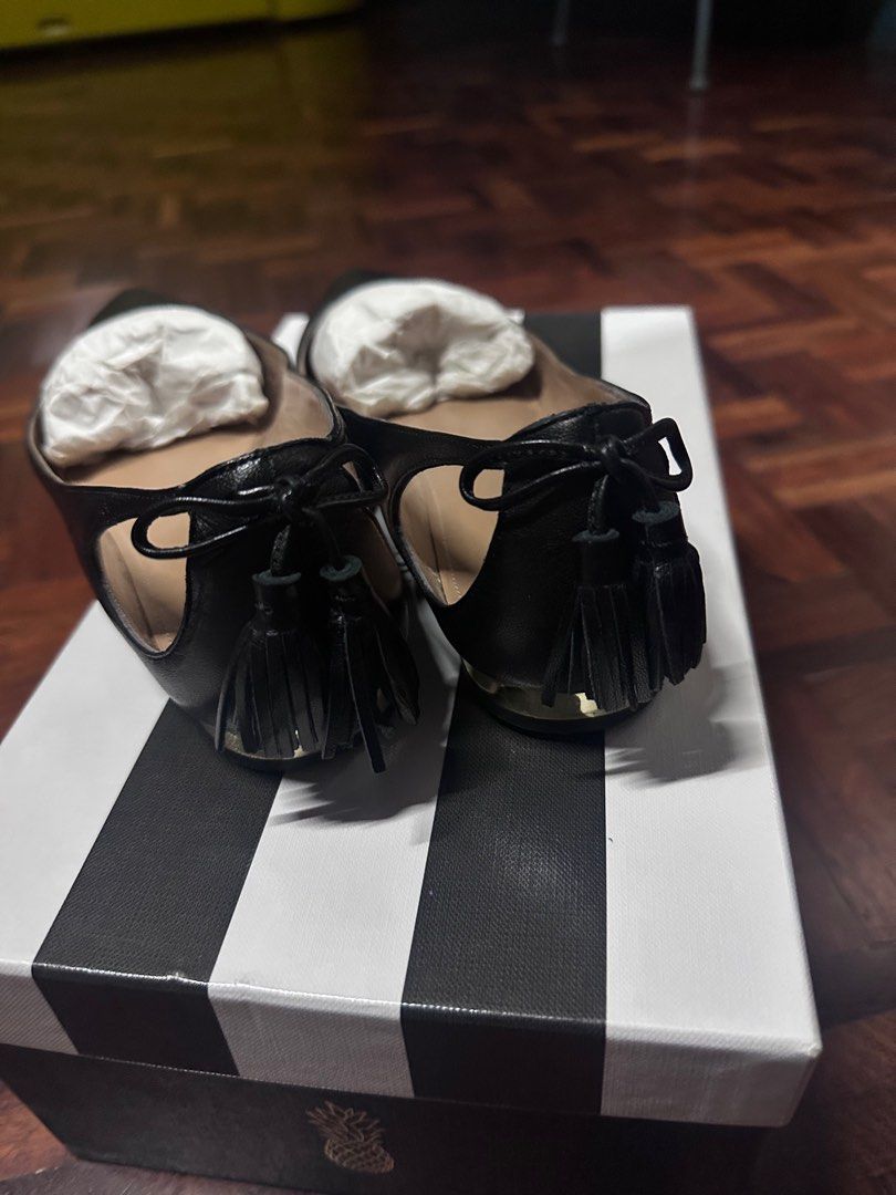 Aquazzura Forever Marilyn Flat - Black (Category: Flats & Sandals) located in Pasay City. Submitted by earlgo (Listing ID 1411545161, Image 2). Description: - Aquazzura Forever Marilyn flats - Color: Black - Size: 38 - Design: Pointed toe with tassel heel detail - Includes: Original box and dust bag - Made in Italy.