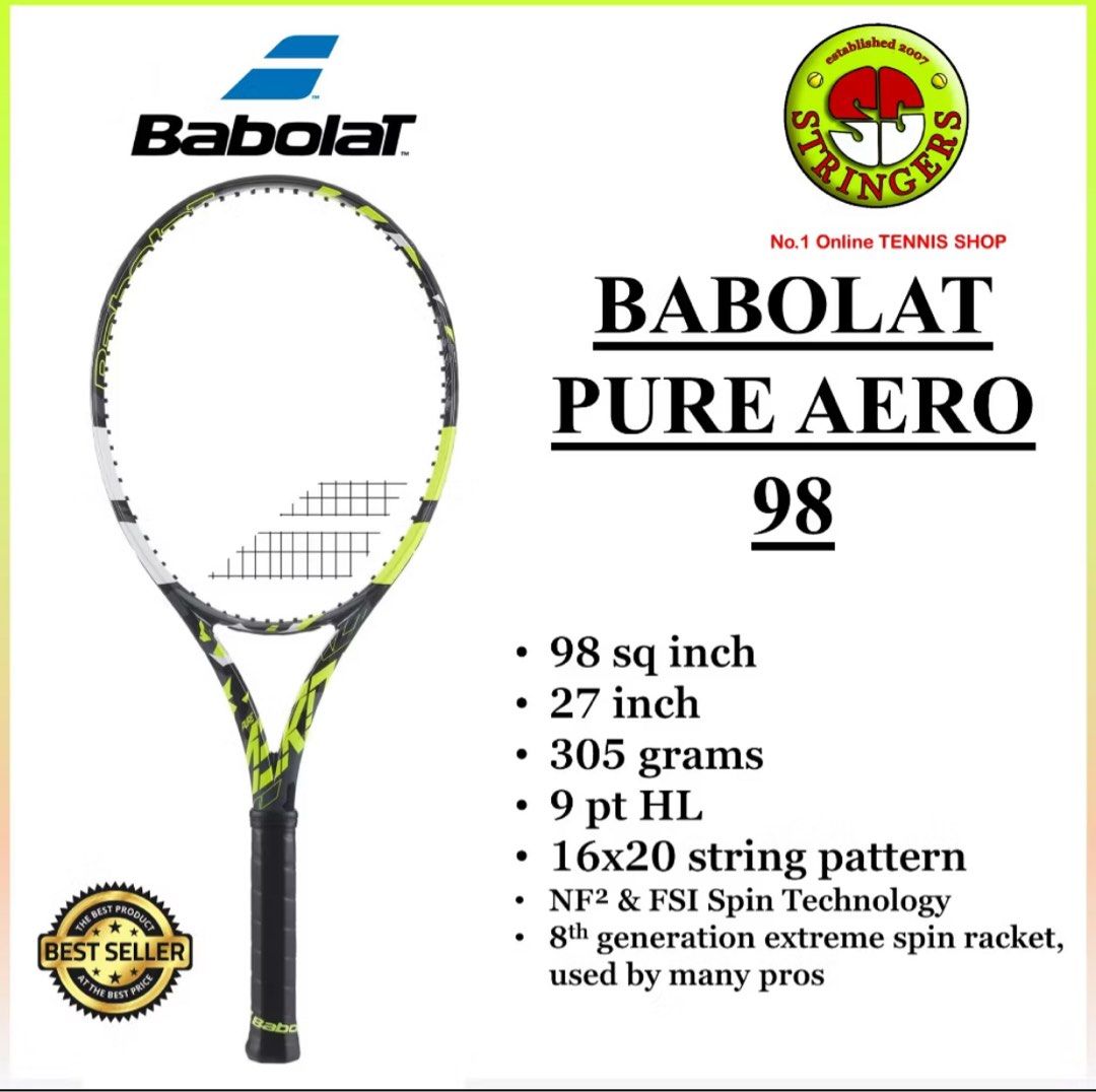 Babolat Pure Aero 98 Tennis Racket G3, Sports Equipment, Sports & Games ...