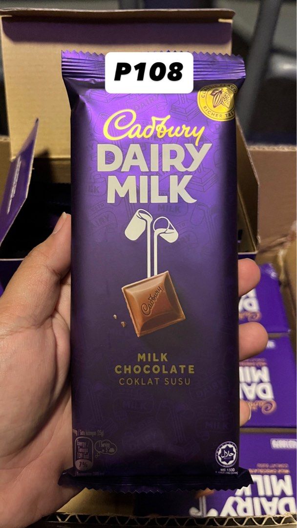 Cadbury Dairy Milk Chocolate (Category: Other Food & Drinks) located in Manila. Submitted by axlerhys (Listing ID 1411498881, Image 2). Description: - Classic Cadbury Dairy Milk chocolate - Delicious milk chocolate - 50g bar - Perfect for a sweet treat.