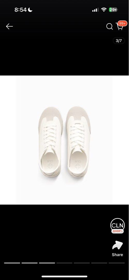 CLN White Sneakers (Category: Sneakers) located in Manila. Submitted by jaydeclutter (Listing ID 1411565897, Image 2). Description: - CLN white sneakers - White body with light grey toe cap .