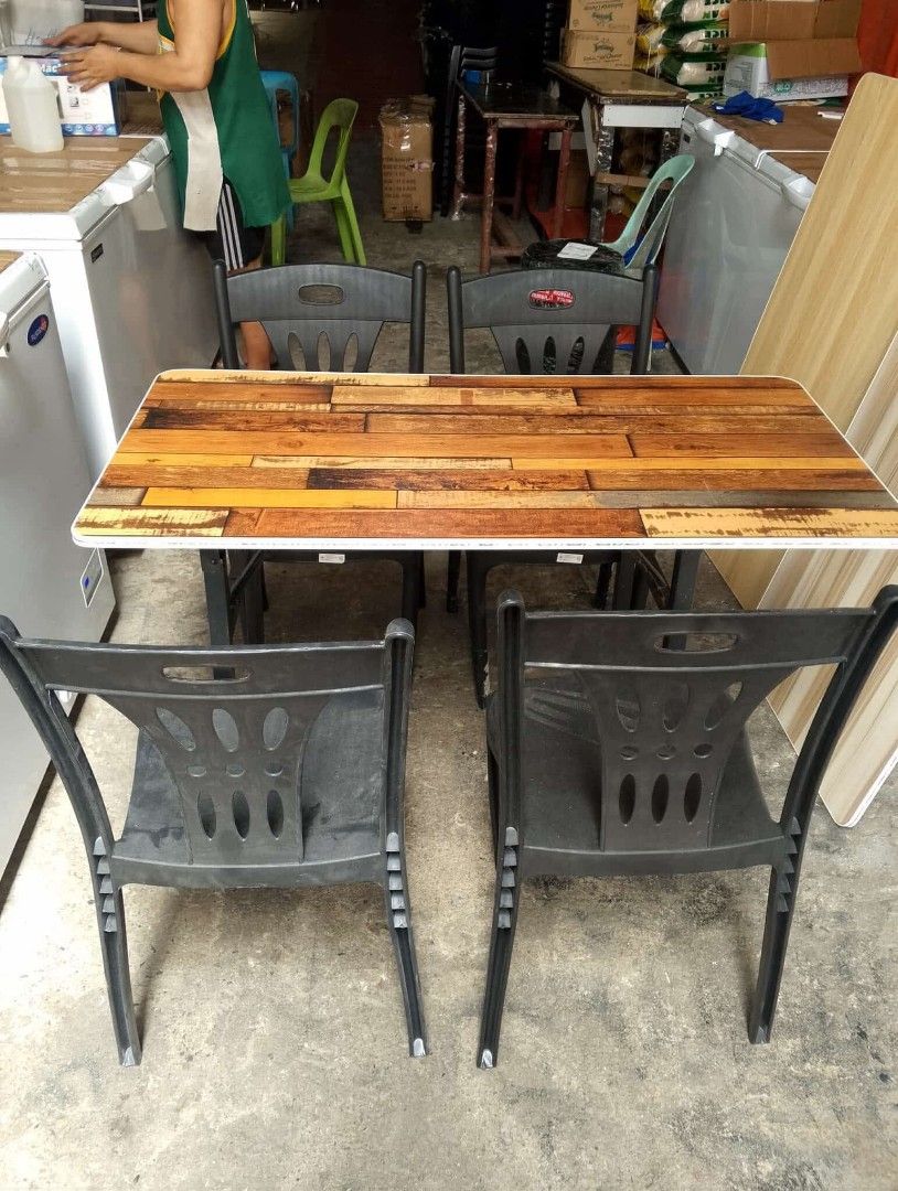 Dining Table Set ( 4 Seater) (Category: Tables & Sets) located in Manila. Submitted by redonlineshop (Listing ID 1411508739, Image 1). Description: Dining Table Set ( 4 Seater) Table and 4 Chair Set ₱2700 Chair Black ₱400 Folding Table 120x60cm ₱1150 Chairs Size: 15x16.5x34 ON HAND BRAND NEW Mode of Payment: Gcash,COD Same day delivery + Delivery Fee.