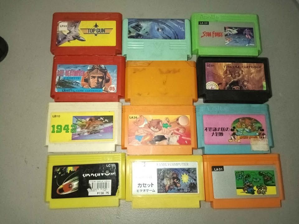 Family Computer Games Bootleg A (Category: Nintendo) located in Pasig City. Submitted by retrogamesonline7 (Listing ID 1411473149, Image 2). Description: For Sale Family Computer Games Bootleg (Famicom) Working and tested P150 Pinball Arkanoid Mickey Mouse Sky Destroyer Wrecking Crew P200 1942 The Legend of Kage (No cover sticker) 634 Sword (Musashi no Ken) P250 The Goonies Yie ar Kung Fu Mario Bros. Operation Wolf P300 Top Gun Top Gun: Dual Figh