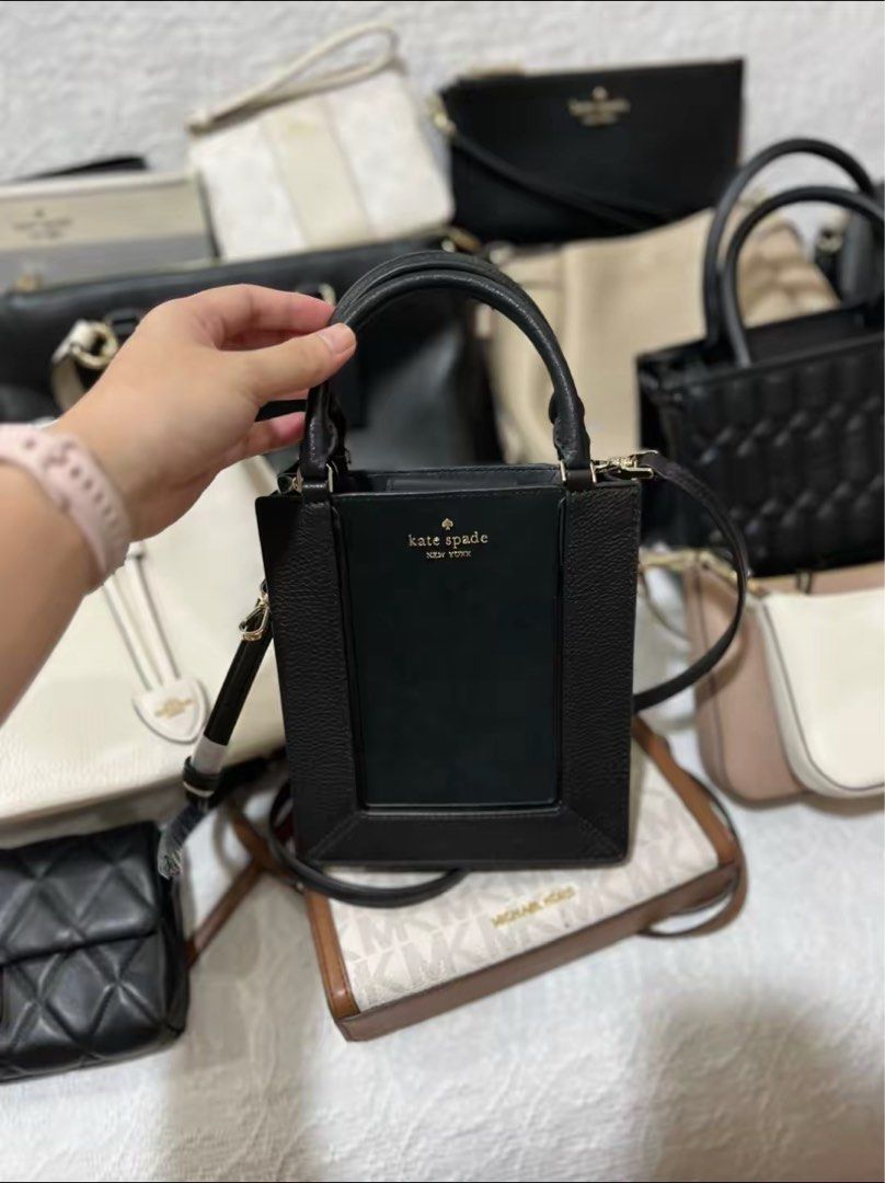 Kate Spade Lena Mini Tote (Category: Luxury Bags & Wallets) located in Manila. Submitted by auraa.pieces (Listing ID 1411490754, Image 3). Description: Kate Spade Lena Mini Tote 🤍✨ Color: Black Size: approx. 19 cm H x 15 cm W (bottom) x 4 cm D Material: Pebbled leather with suede accents Condition: Brand new with tags All details and style are shown in the photos. 100% guaranteed authentic — money back if proven otherwise. Message us for price a