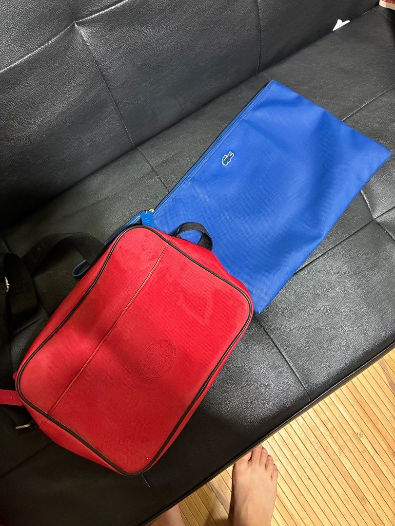LACOSTE BAGS as pack (Category: Luxury Bags & Wallets) located in Quezon City. Submitted by jasmine_david (Listing ID 1411499502, Image 2). Description: Vintage lacoste clutch and shoulder bag declucttering.