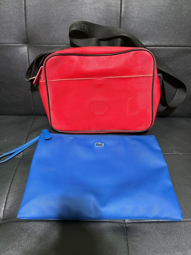 LACOSTE BAGS as pack (Category: Luxury Bags & Wallets) located in Quezon City. Submitted by jasmine_david (Listing ID 1411499502, Image 1). Description: Vintage lacoste clutch and shoulder bag declucttering.