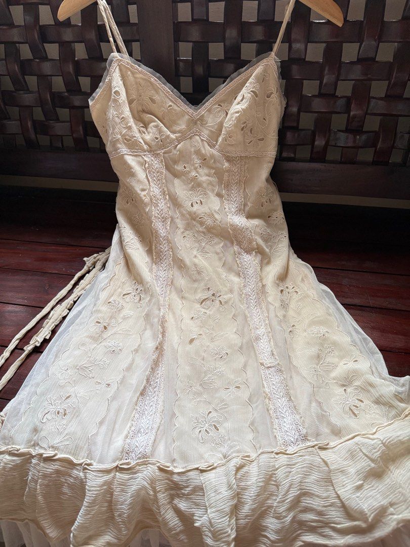 𝗦𝗢𝗟𝗗 ♡ vintage BCBGMAXAZRIA BCBG 2000s light beige embroidered dress | | Tags: Elegant Birthday Holiday Whimsical Feminine Romantic Style | Betsey Johnson Sue Wong Karen Millen Charlotte Russe Cache (Category: Dresses) located in Taytay. Submitted by shopdiarybya (Listing ID 1411559459, Image 2). Description: ♡ Most fave B.CBGMAXAZRIA Light Beige, Embroidered Dress *first pic is for reference only (from heiana) *the rest are my own pics *stil