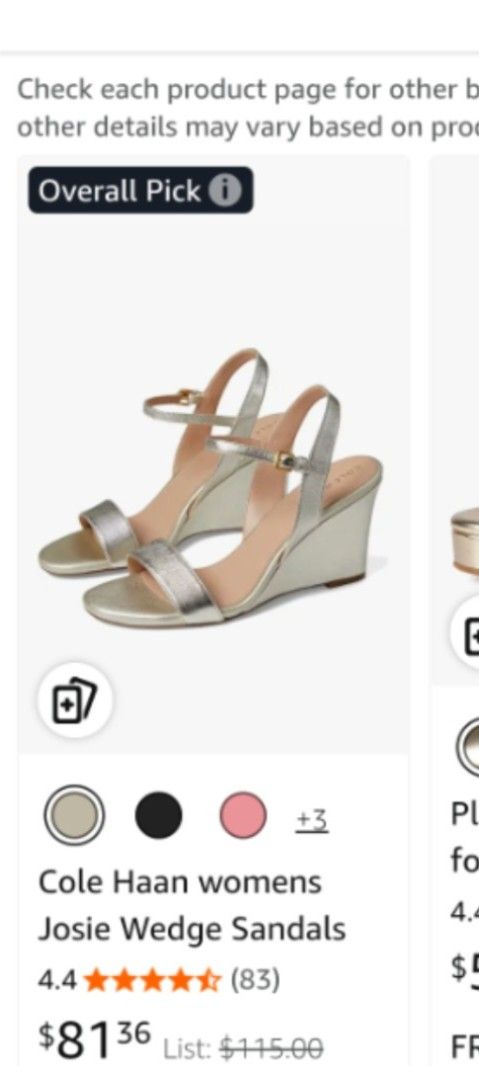 Cole Haan Josie Wedge Sandals (Category: Wedges) located in Pandi. Submitted by rizzahermo03052 (Listing ID 1411629613, Image 1). Description: - Cole Haan Josie Wedge Sandals - Gold color - Bow detail on front strap - Ankle strap - Wedge heel - Cole Haan branding on insole - Unworn condition.