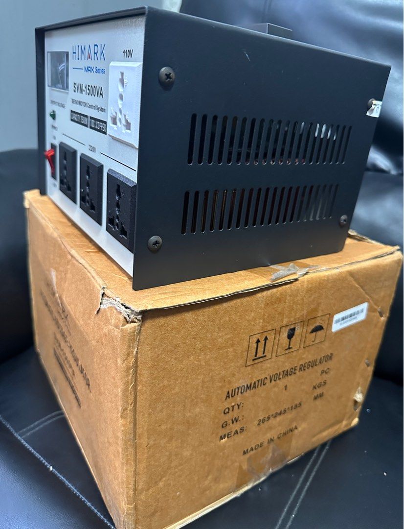 HIMARK MAX Series SVM-1500VA Automatic Voltage Regulator (Category: Electrical, Adaptors & Sockets) located in Quezon City. Submitted by SomeThingsMustGo.ph (Listing ID 1411764594, Image 2). Description: Brand New HIMARK MAX Series SVM-1500VA Automatic Voltage Regulator ₱2,500 📍Novaliches, Qc.