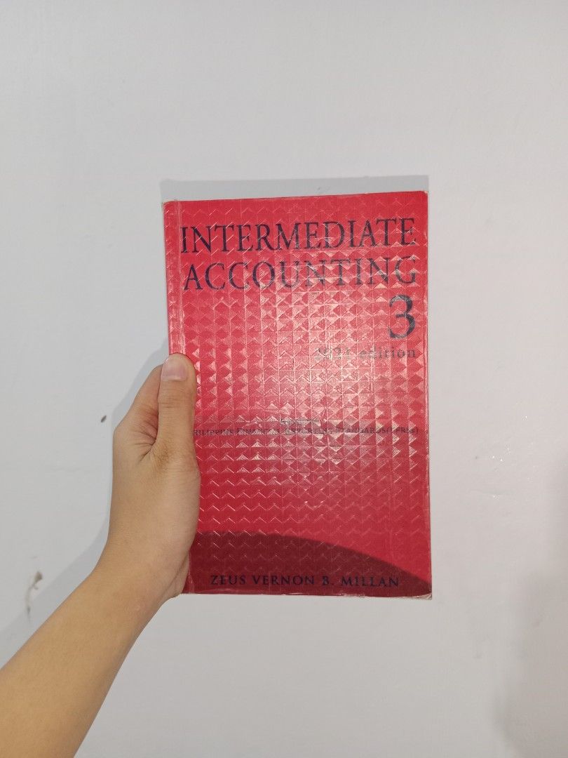 Intermediate Accounting 3 by Zeus Vernon B. Millan (Category: Textbooks) located in Sariaya. Submitted by variousbooks (Listing ID 1411762042, Image 1). Description: - Intermediate Accounting 3 by Zeus Vernon B. Millan - Red cover - Textbook for accounting students - Covers financial accounting and reporting topics.