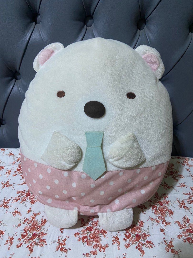 Sumikko Gurashi Polar Bear Plush (Category: Plushies & Soft Toys) located in General Tinio. Submitted by sick7 (Listing ID 1411726962, Image 1). Description: - Adorable Sumikko Gurashi Polar Bear plush. - White body with pink polka dot pants. - Light blue tie and brown nose. - Features small ears. - From 2019 San-X. - Perfect gift for collectors! - Need wash.