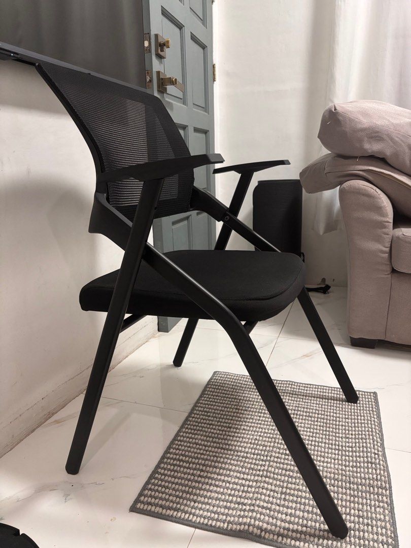 Take 2 Black Mesh Folding Chair (Category: Chairs) located in Cavite. Submitted by rvcrs11 (Listing ID 1411778732, Image 1). Description: Take 2 mesh folding chair. Can be disassembled. 1 w/ desk 1 w/o desk Preloved. Please manage your expectations. Location : Carmona Cavite .