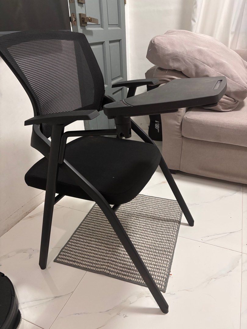 Take 2 Black Mesh Folding Chair (Category: Chairs) located in Cavite. Submitted by rvcrs11 (Listing ID 1411778732, Image 2). Description: Take 2 mesh folding chair. Can be disassembled. 1 w/ desk 1 w/o desk Preloved. Please manage your expectations. Location : Carmona Cavite .