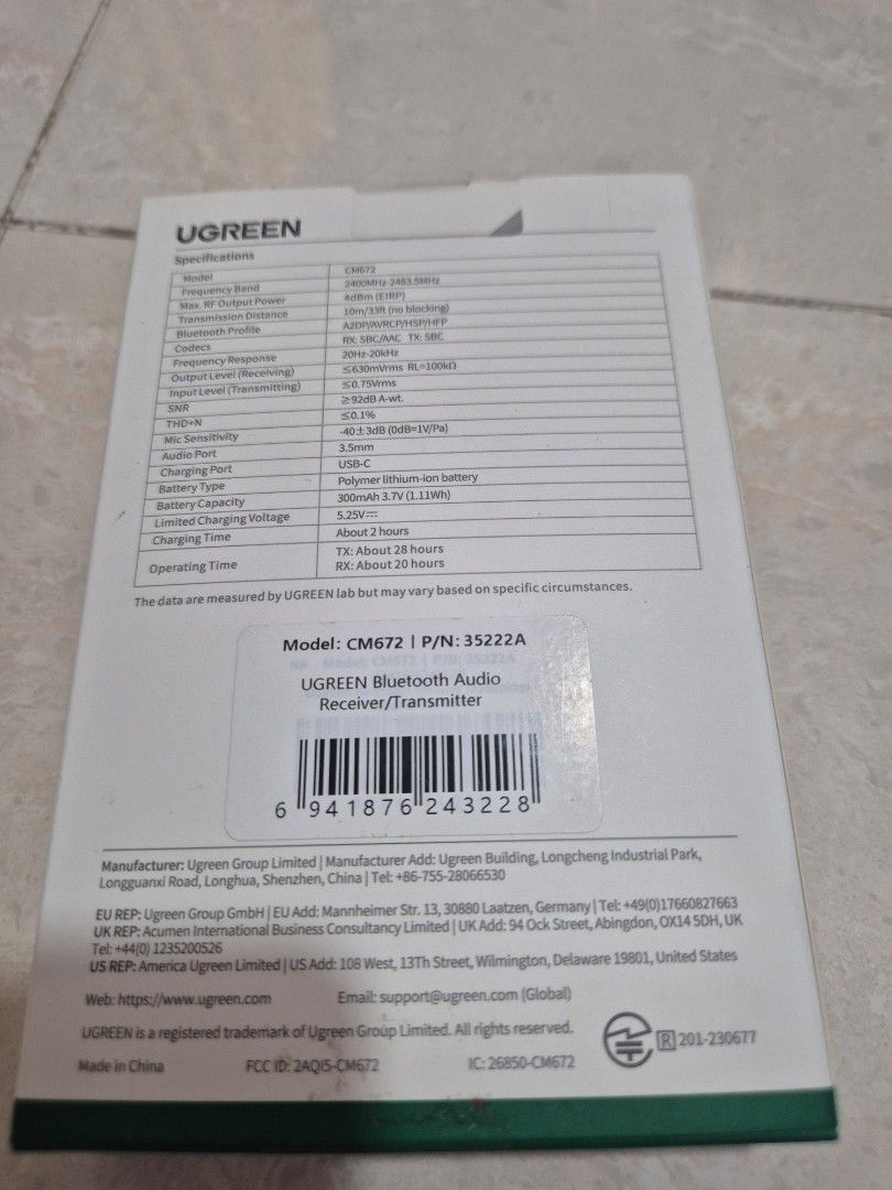 UGREEN CM672 Bluetooth Audio Receiver/Transmitter65075734892035111