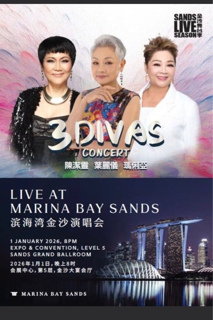 3 Divas Concert at Marina Bay Sands - 1 Jan 2026, Tickets & Vouchers ...