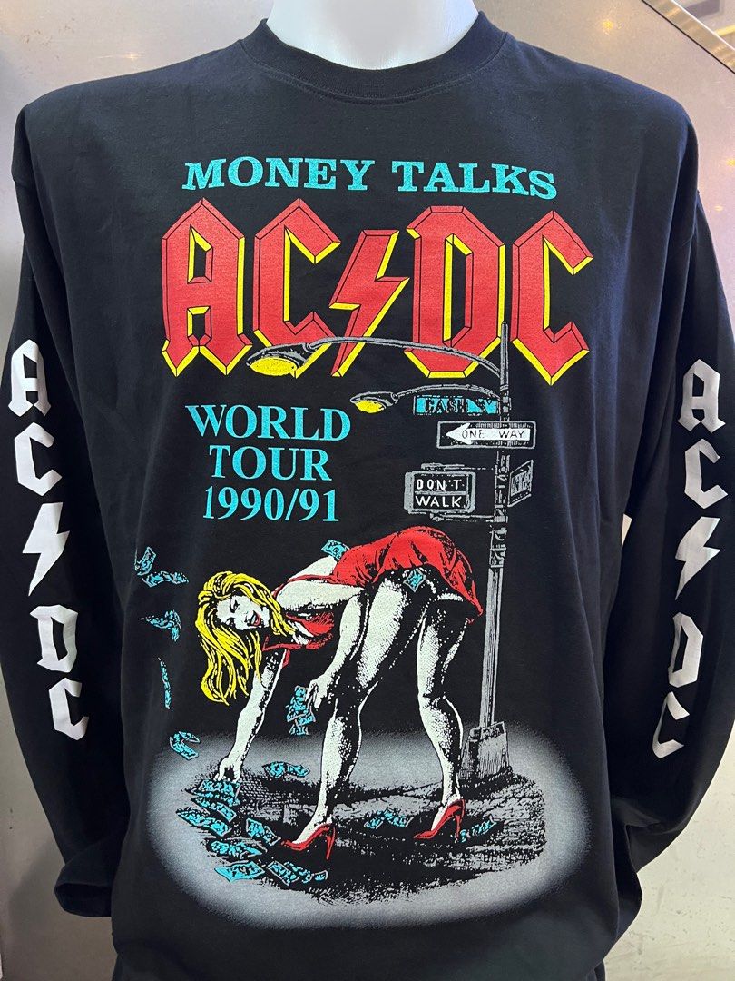 Acdc money talks world tour 1990/91 long sleeve rock t shirt