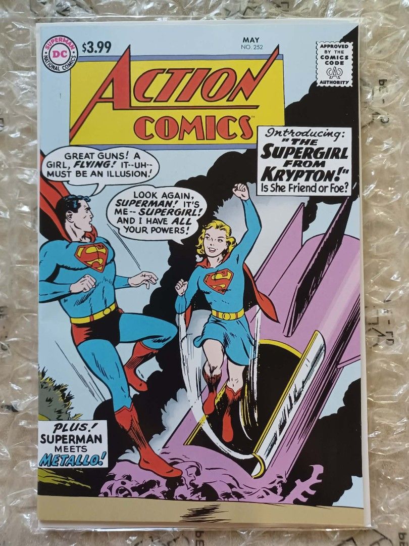Action Comics #252 Supergirl 1st Appearance Facsimile Reprint Comic Book (Category: Comics & Manga) located in Imus. Submitted by mnxtoyhouse (Listing ID 1411595008, Image 1). Description: Action Comics #252 Supergirl 1st Appearance Facsimile/Reprint Comic Book PRICE: P600 PUBLISHER: DC Comics DATE PRINTED: Dec 2025 CONDITION: Near mint. See pics. PAYMENT: Cash/GCash/BPI MEETUP: Imus, Cavite only SHIPPING: Buyers expense LBC/Lalamove #Supergirl #