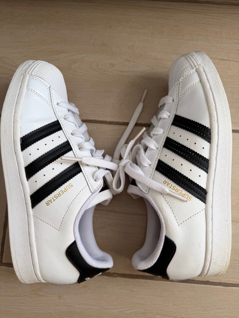 Adidas Superstar White Black (Category: Sneakers) located in Taguig. Submitted by BellaC (Listing ID 1411844540, Image 3). Description: - Adidas Superstar - White with black stripes - US size 6 - Classic shell toe - Made in Indonesia - Some sole wear.