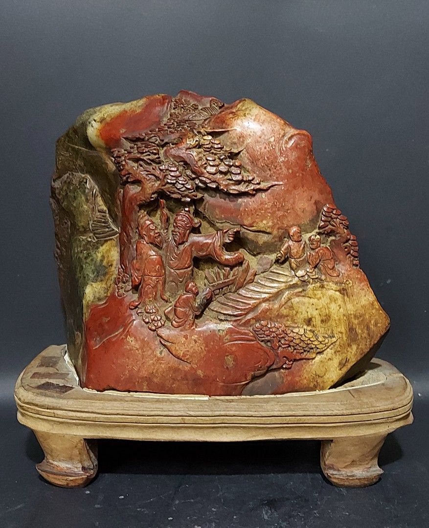 壽山石山水人物山子(B 1448), 傢俬＆家居, 家居裝飾, 家居裝飾- 其他- Carousell