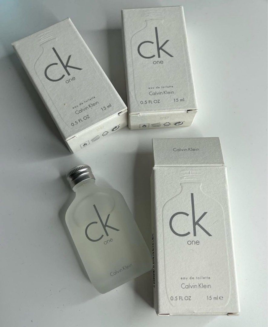 Calvin Klein CK One Eau de Toilette 15ml (Category: Fragrance & Deodorants) located in Bacolod City. Submitted by henna_preloved (Listing ID 1411808119, Image 1). Description: - Each box contains 15ml of fragrance. - Features the iconic CK One logo on bottle and box. - A classic and refreshing scent. - Ideal for daily wear. - Comes in original packaging..