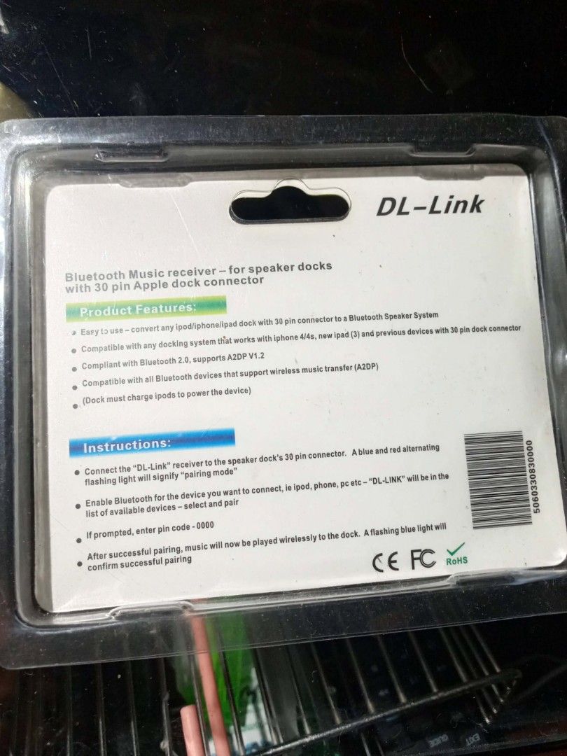DL-Link Bluetooth Music Receiver for Speaker Docks (Category: Soundbars, Speakers & Amplifiers) located in Marikina City. Submitted by picker_seller17 (Listing ID 1411793550, Image 3). Description: DL-Link Bluetooth Music receiver connects to speaker docks with a 30-pin Apple dock connector. It is compatible with Bluetooth 2.0 and A2DP V1.2. It allows you to connect any iPod/iPhone/iPad dock to a Bluetooth speaker system. The receiver supports wi