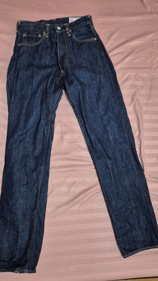 EVISU Jeans 28x35 Made in Japan (Category: Jeans) located in Marikina City. Submitted by mackie00 (Listing ID 1411906251, Image 3). Description: - Authentic EVISU jeans - Made in Japan - Size: 28x35 - Iconic seagull logo - Button fly - Classic dark wash - Red selvedge detail - Unique pocket lining pattern - Waist: Approximately 14 inches - Inseam: Approximately 27 inches - Might fit best for size 26- 27 - Other measurements in photos (inches) - R