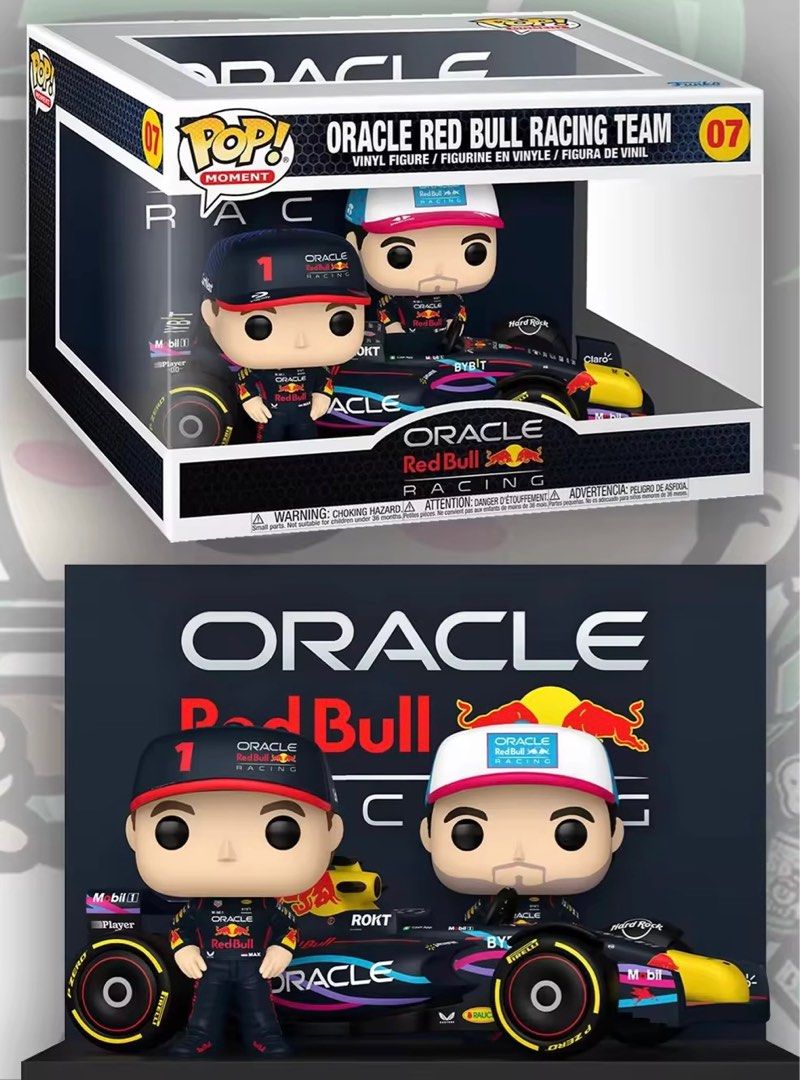 Funko Pop! Formula 1 Oracle Red Bull Racing Team (Category: Designer & Blind Box Toys) located in Pasig City. Submitted by thriftyPH (Listing ID 1411898658, Image 1). Description: - Funko Pop! Moment: Oracle Red Bull Racing Team - Includes: Two figures and a race car - Features team logo and branding - Ideal for Formula 1 collectors.