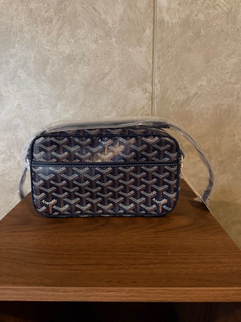 Goyard Cap Vert Navy (Category: Luxury Bags & Wallets) located in Rizal. Submitted by shopaholicsnook (Listing ID 1411781861, Image 1). Description: - Brand new Goyard camera bag - Color: Navy blue - Features the signature Goyardine pattern - Includes a crossbody strap - Comes in original packaging - with dustbag and paper bag.