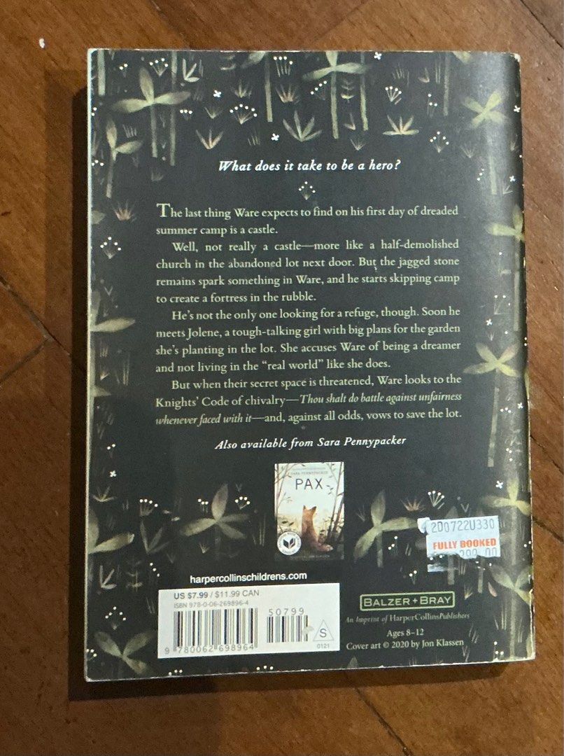 Here in the Real World by Sara Pennypacker (Category: Storybooks) located in Manila. Submitted by ais_m (Listing ID 1411845283, Image 2). Description: Copy of "Here in the Real World" by Sara Pennypacker. This book is a New York Times bestseller. The story follows Ware, who seeks refuge in an abandoned church and builds a fortress. It's a tale of imagination, friendship, and facing challenges. Suitable for ages 8-12..