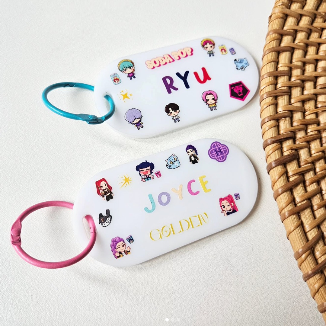 KPOP DEMON HUNTERS ZOEY RUMI MIRA KEYCHAIN NAME TAG BAGGAGE TAG BAG TAG ...