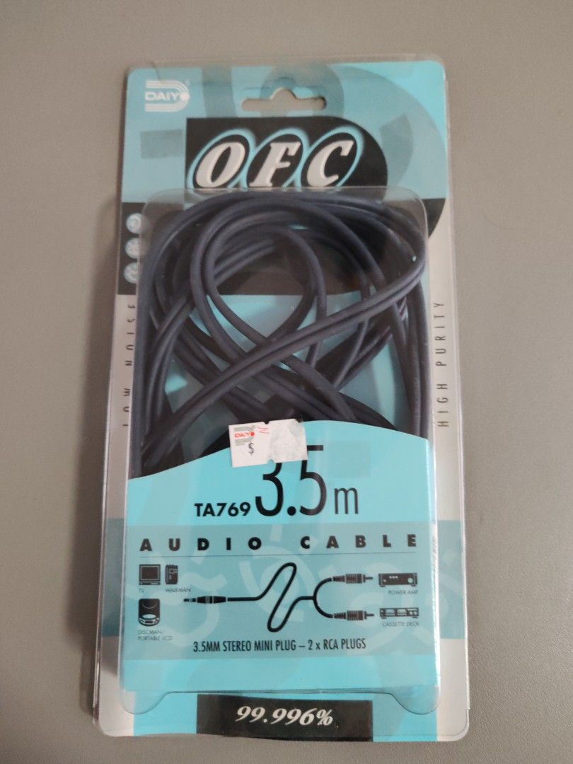 OFC TA769 3.5mm Stereo Mini Plug to 2x RCA Cable