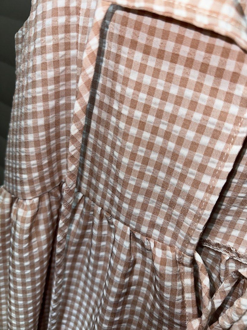 Peach Gingham Midi Dress Penshoppe (Category: Dresses) located in Quezon City. Submitted by wayvision (Listing ID 1411895652, Image 3). Description: never worn outside only worn to try rfs not my style size XL width 48 cm length 117 cm above are hand measurements so there may be a few cm discrepancies mop: gcash, maya, maribank, landbank, unionbank mod: j&t, lbc, gogo xpress, lalamove/grab.