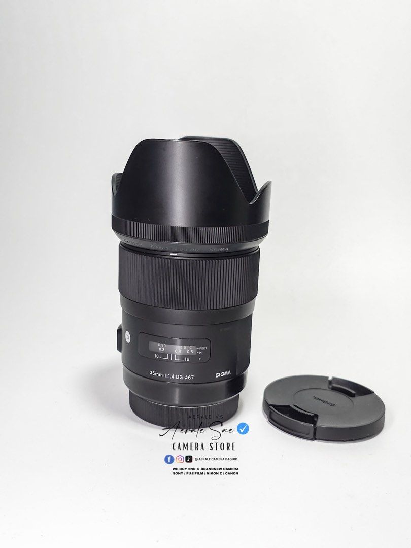 Sigma Art 35mm 1.4 Canon Mount (Category: Lens & Kits) located in Baguio. Submitted by aeralecamerastore (Listing ID 1411889713, Image 2). Description: Sigma 35mm 1.4 ART ( Canon ) P 26,500 Pwede gamitin sa R Series with adapter No issues Good as new Clean glass 📍 Open For Cash on delivery anywhere in the Philippines 🇵🇭 Inclusions : 📦 Lens Cap and rear cap only We are accepting Cash on Delivery Nationwide 🚚 Accepting Cash on Pick-up via LBC.