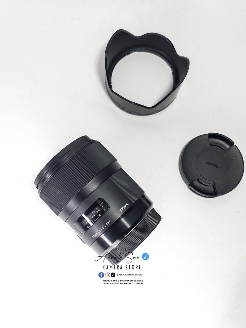 Sigma Art 35mm 1.4 Canon Mount (Category: Lens & Kits) located in Baguio. Submitted by aeralecamerastore (Listing ID 1411889713, Image 3). Description: Sigma 35mm 1.4 ART ( Canon ) P 26,500 Pwede gamitin sa R Series with adapter No issues Good as new Clean glass 📍 Open For Cash on delivery anywhere in the Philippines 🇵🇭 Inclusions : 📦 Lens Cap and rear cap only We are accepting Cash on Delivery Nationwide 🚚 Accepting Cash on Pick-up via LBC.