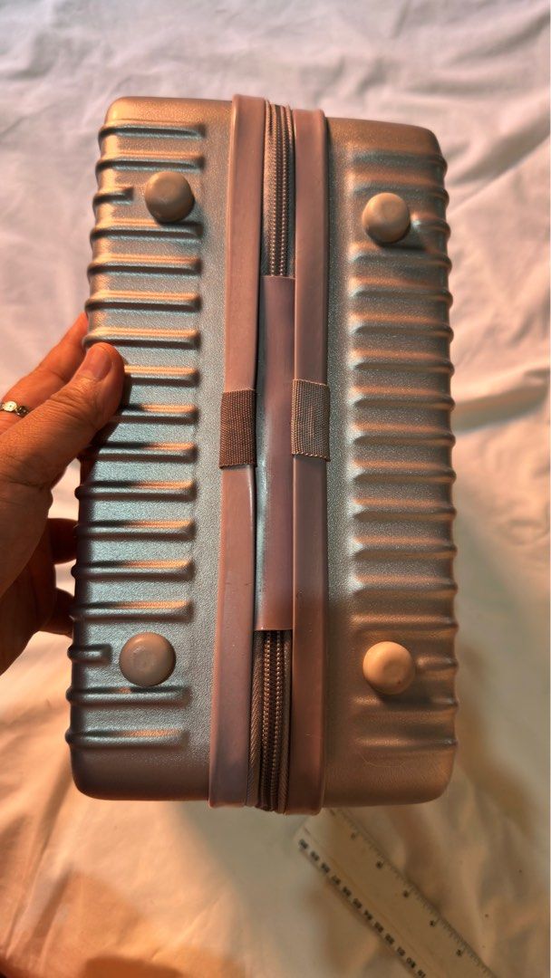 Silver Carry-on Suitcase (Category: Luggage) located in Bacoor. Submitted by tisteel56039594 (Listing ID 1411875716, Image 3). Description: 14Inch Hand Luggage Bag Mini Luggage Bag Make up Bag Suitcase Luggage Travel Bag Made of high quality ABS material, durable, pressure resistant and waterproof, easy to clean. High quality handle, easy to lift without hurting your hands. Wear-resistant material pads effectively protect your luggage. Large capa