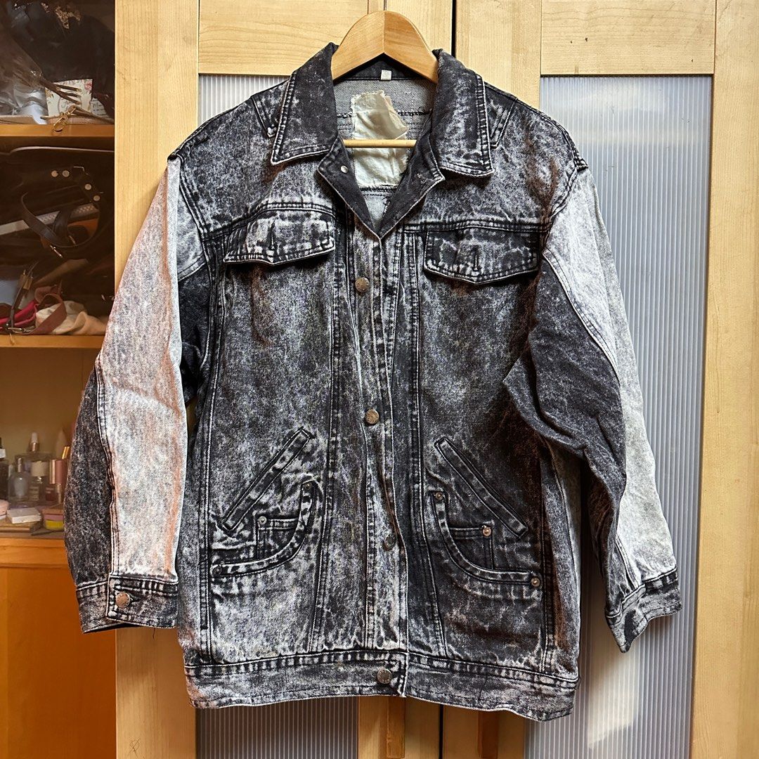 Vintage Acid Wash Denim Jacket, Men's Fashion, Coats, Jackets and ...