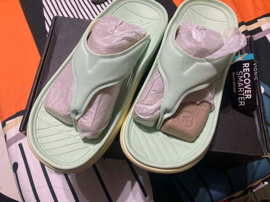 Vionic Restore Women's Sandals & Flip Flops Menta (Category: Flats & Sandals) located in Manila. Submitted by ggdecluttering (Listing ID 1411803203, Image 1). Description: Featuring dual density cushioning for Vionic’s softest Three-Zone Comfort experience. Great for after sports- post surgery or any taxing activity. Oversized side walls allow for maximum cushioning. Deep heel cups promote maximum stability. Rejuvenate is a slide-in style with ad