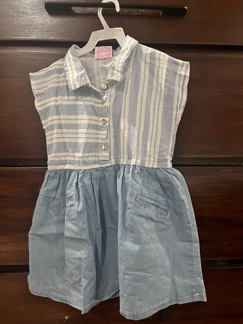 Whatever! Toddlers Dress Soft Denim Collared (Category: Babies & Kids Fashion) located in San Pedro. Submitted by dcsag (Listing ID 1411791149, Image 1). Description: - Brand: Whatever - Size: 2 (Toddler) - Features: Collared top with blue and white stripes, denim-like skirt, two pockets, button-down front - Condition: Excellent - Style: Casual - Perfect for everyday wear!.