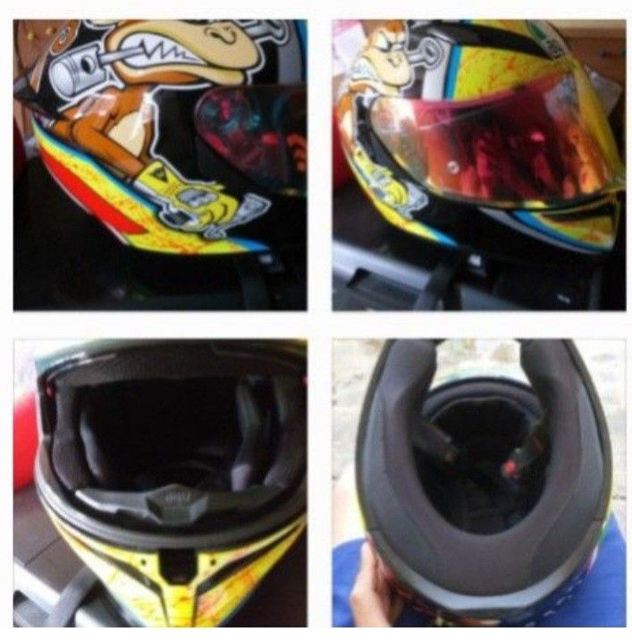 AGV motorcycle helmet (Category: Helmets and other Riding Gears) located in Paranaque City. Submitted by cheesecake0210 (Listing ID 1412136498, Image 2). Description: AGV Helmet with tinted visor,features unique graphics and a speedometer design..