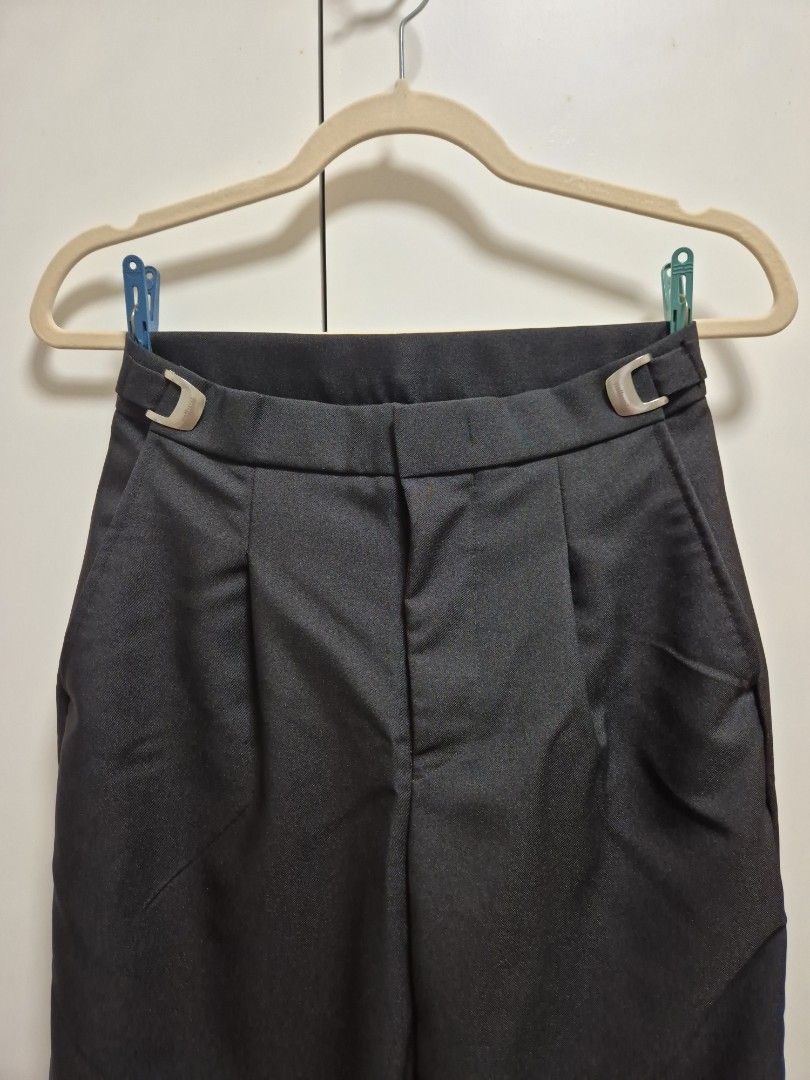 Black Office Pants Custom Adjustable Trousers (Category: Other Bottoms) located in Antipolo. Submitted by declutteringkingking (Listing ID 1412024388, Image 2). Description: - Adjustable, fits XS-S - Classic black dress pants - Tailored fit - Straight leg cut - Hook and bar closure - Ideal for formal or business attire - Smooth, woven fabric.