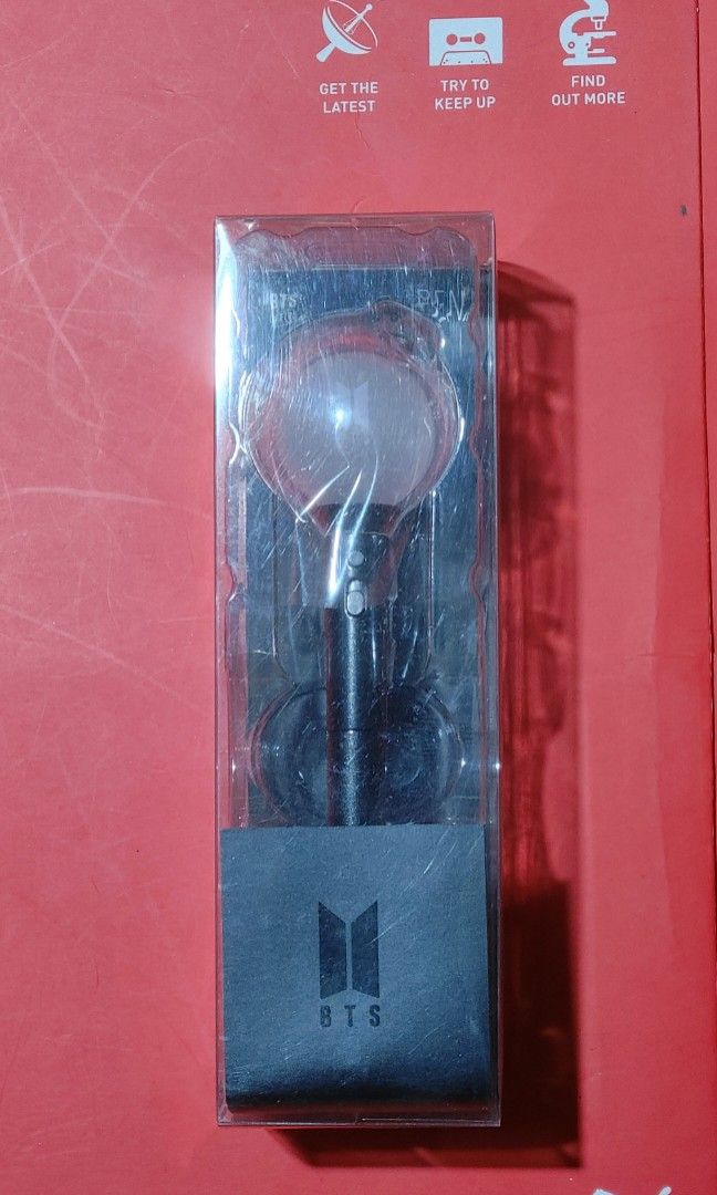 BTS Official Lightstick Pen with Freebies (Category: K-Wave Merchandise) located in Las Pinas. Submitted by mydibsonline (Listing ID 1412108291, Image 3). Description: Official BTS lightstick Pen - P1,000 - 100% Authentic / Original - Brand New / MIB (Mint In Box) - Includes original packaging - Comes with Free: BTS member photocards / ref magnet - Includes Free: BT21 character stickers - Mode of Payment: BPI / GCash - For Shipping: Lalamove / LB